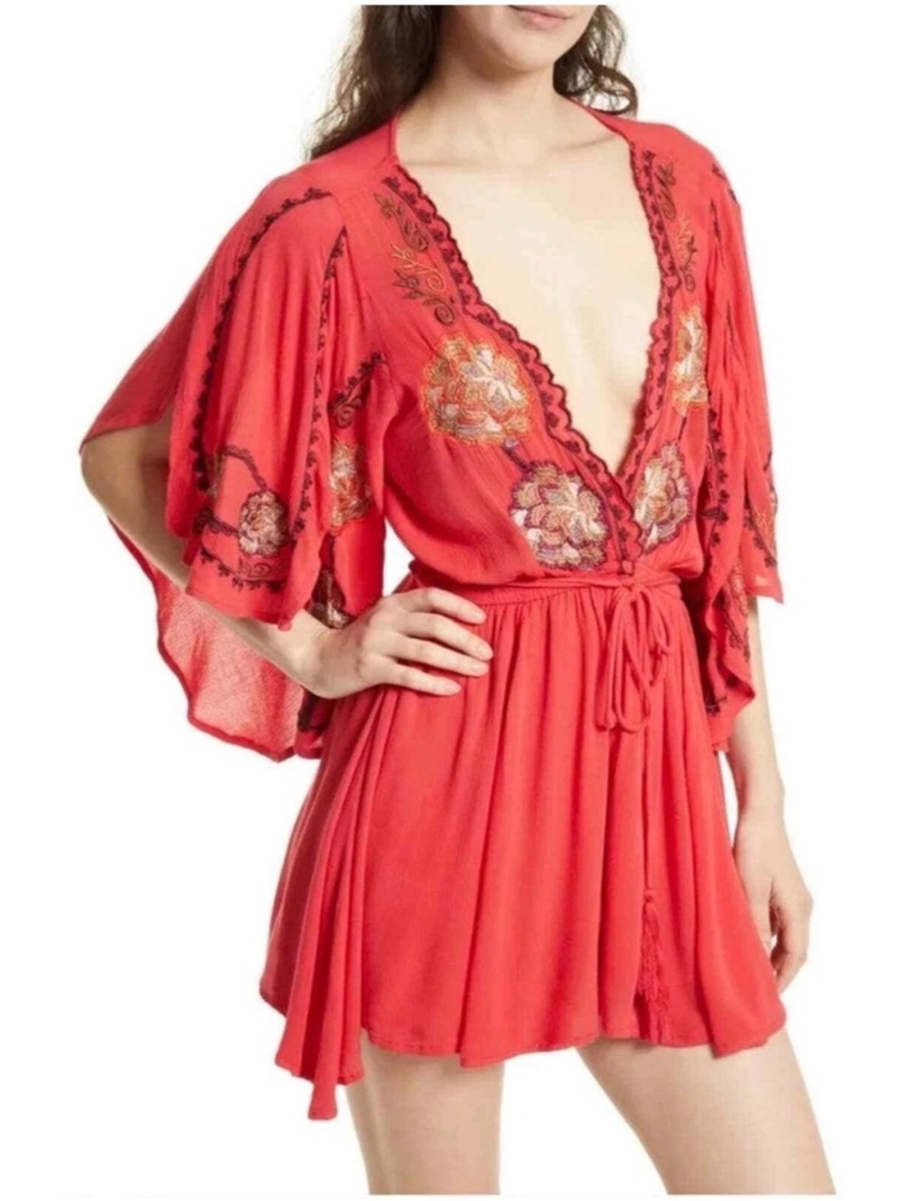 FREE PEOPLE CORA CORAL DRESS L